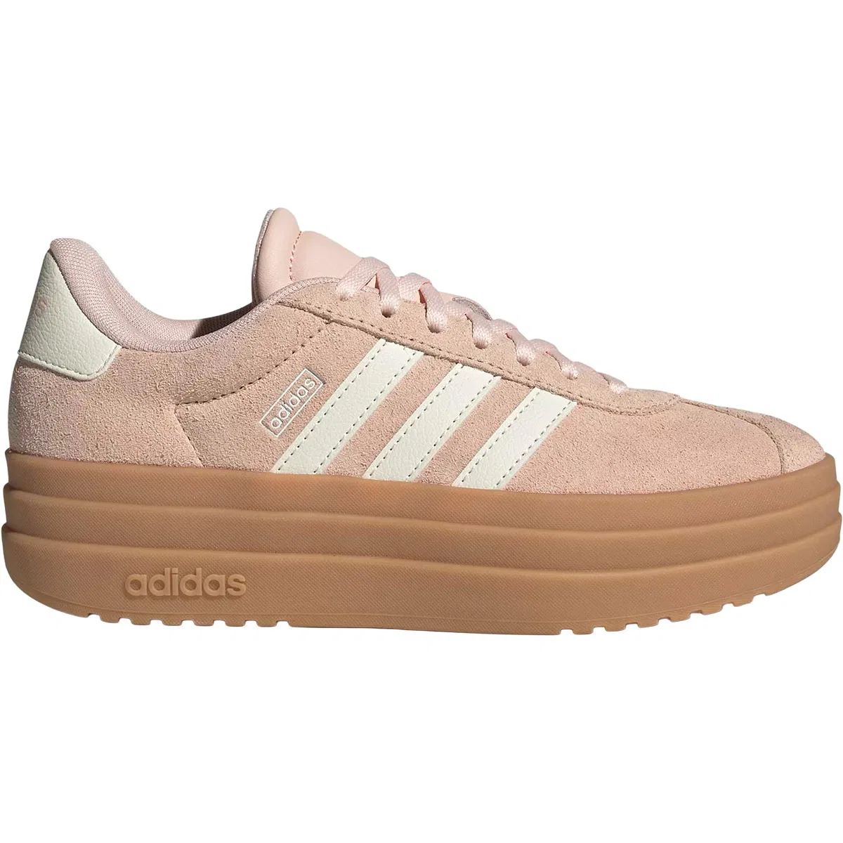 Детские кеды для мальчиков с кожаным верхом VL Court Bold Adidas, Blush Pink/Off White/Gum3