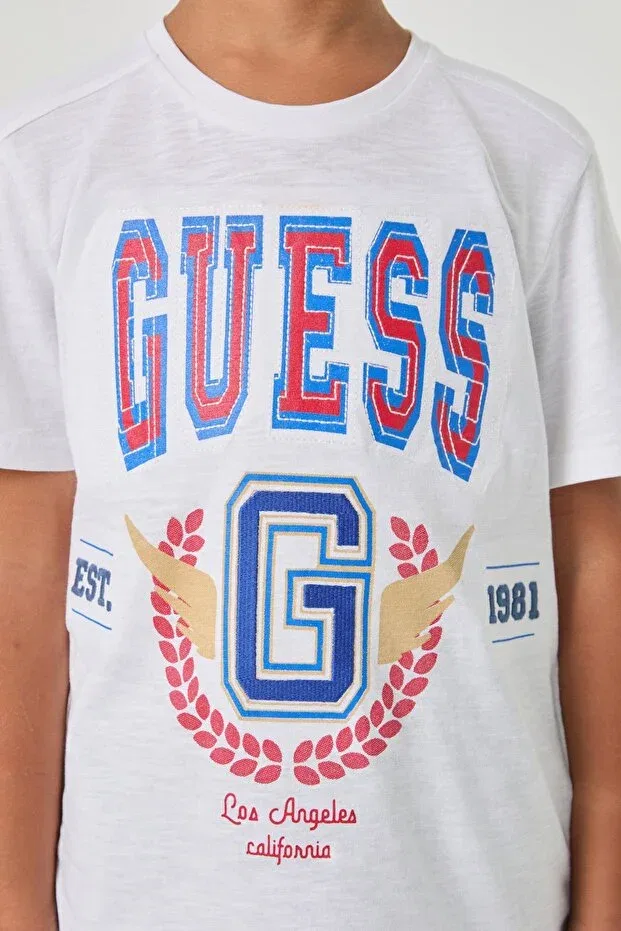 Детская футболка для мальчиков хлопковая Guess, White — фото 3