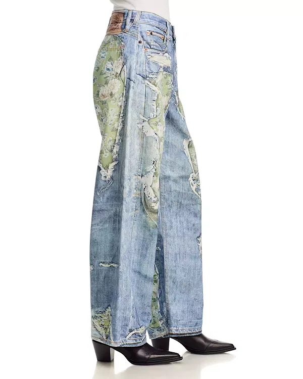 Женские джинсы свободного кроя Trompe-L'Œil 1981 Acne Studios, Blue/Green — фото 4