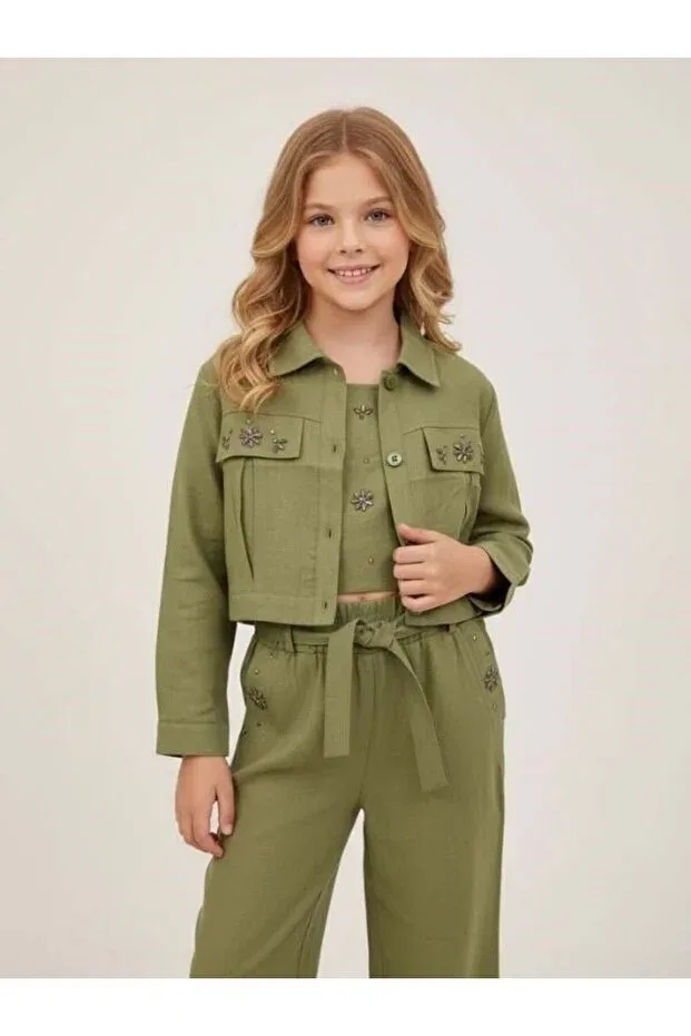 Детская куртка с вышивкой из камней Zekids