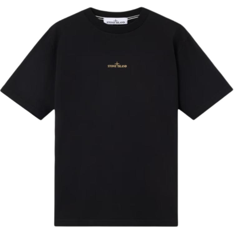 

Футболка из хлопка с вышитым логотипом STONE ISLAND, черный