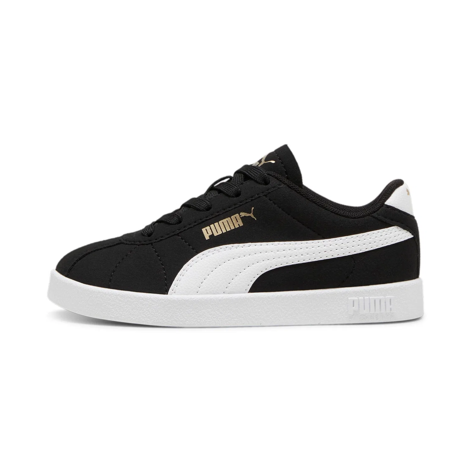 Детские кроссовки в стиле футбол PUMA Club II PUMA, Black/White/Gold — фото 2