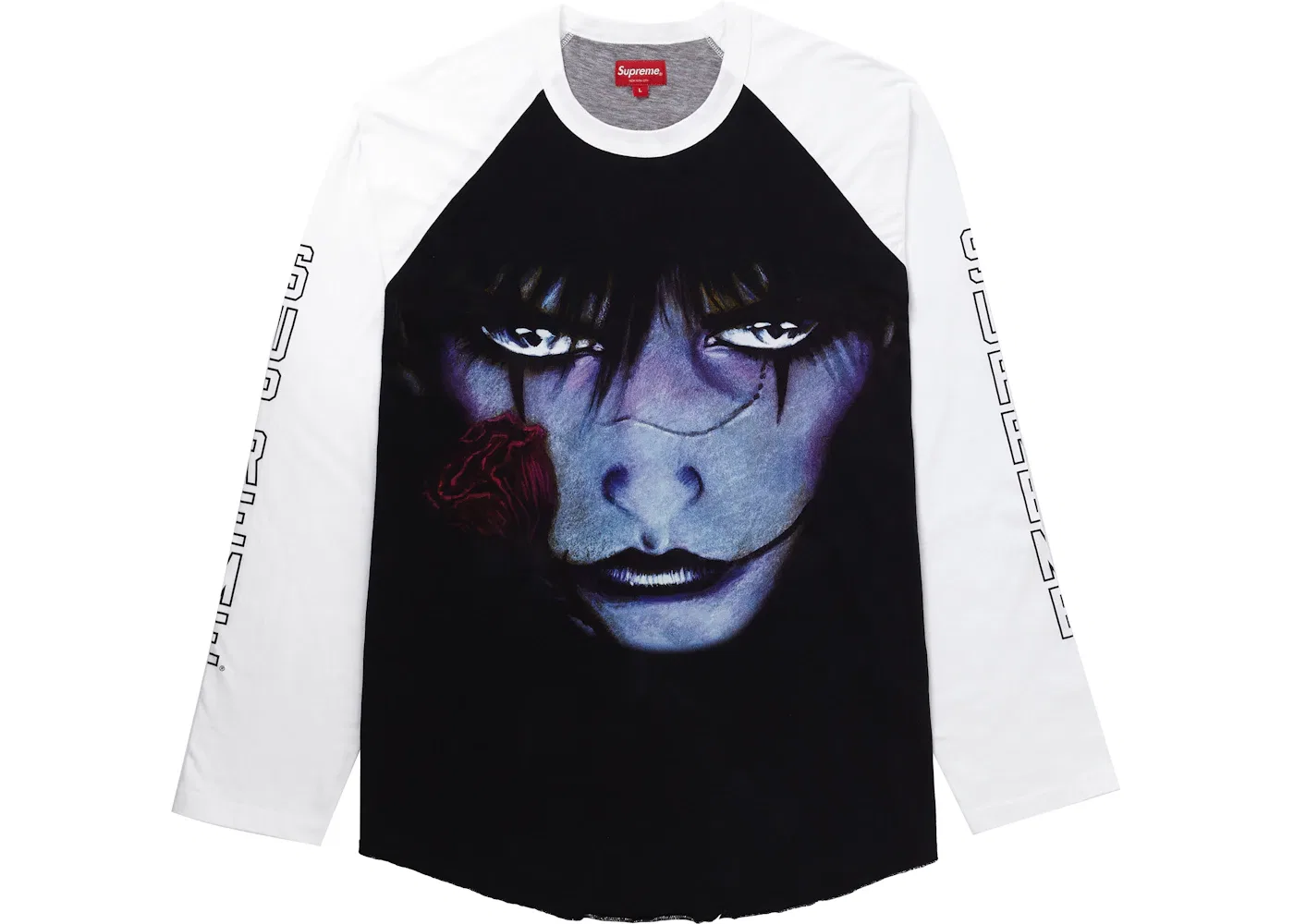 Мужская футболка с длинным рукавом реглан Supreme The Crow Raglan L/S Tee, White Eyes