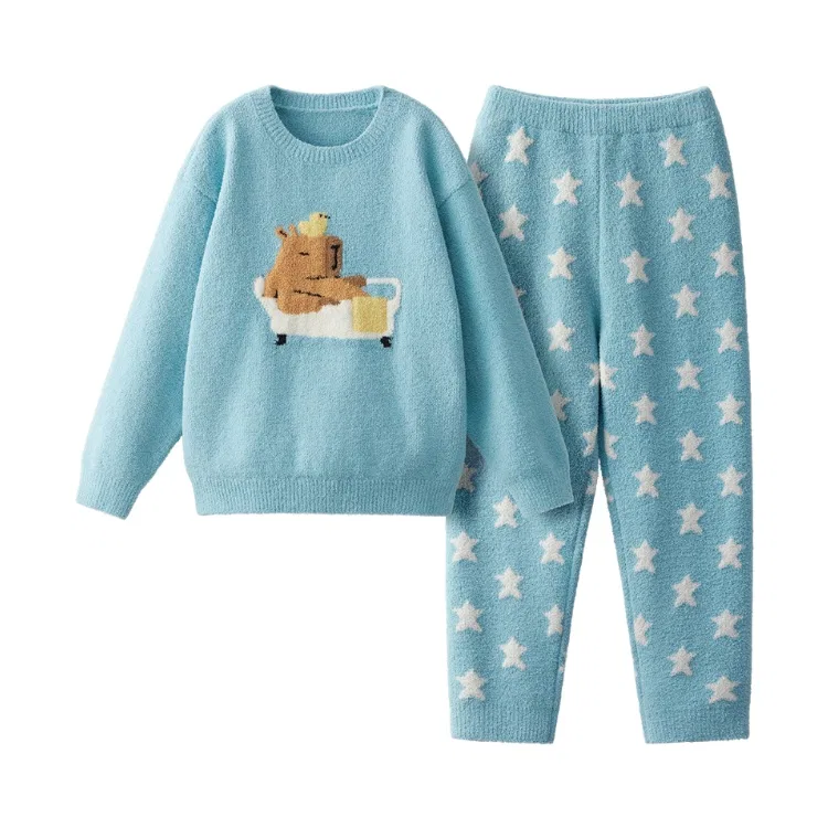 Детский комплект нижнего белья с круглым вырезом BANANA IN, Milky Blue-Capybara