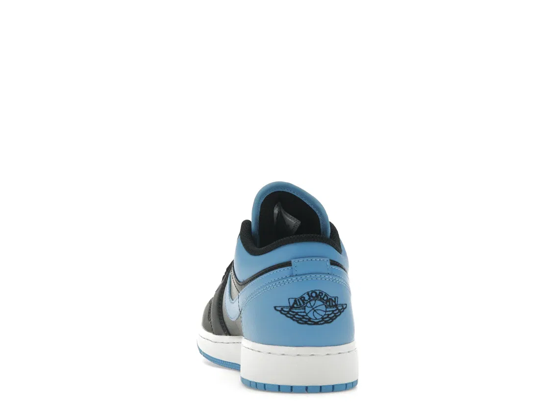 Детские кроссовки с перфорацией Jordan 1 Low Jordan, Black/Black/University Blue/White — фото 4