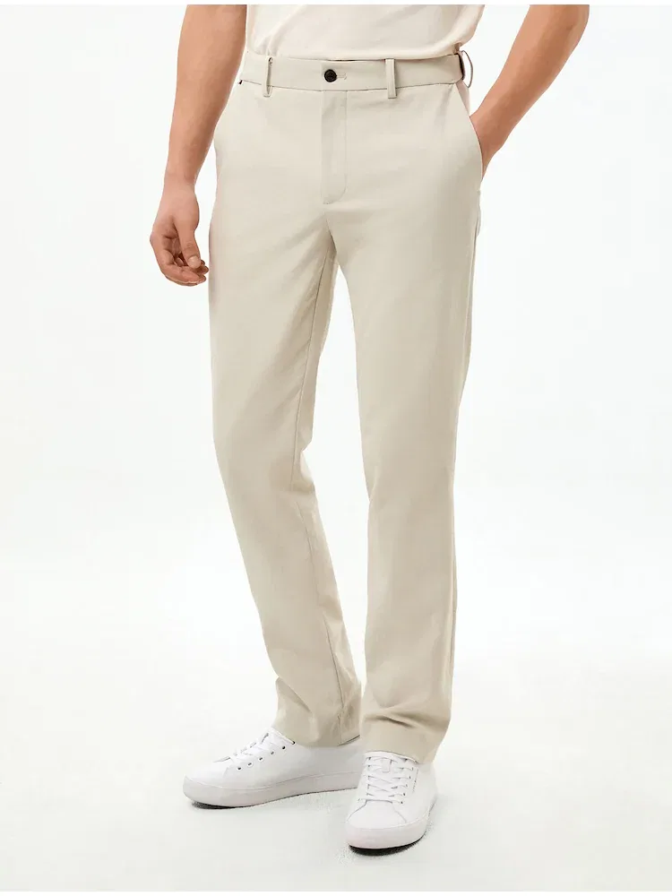 Брюки из полиэстера с хлопком и льном, Denton Fit TOMMY HILFIGER, Beige — фото 3