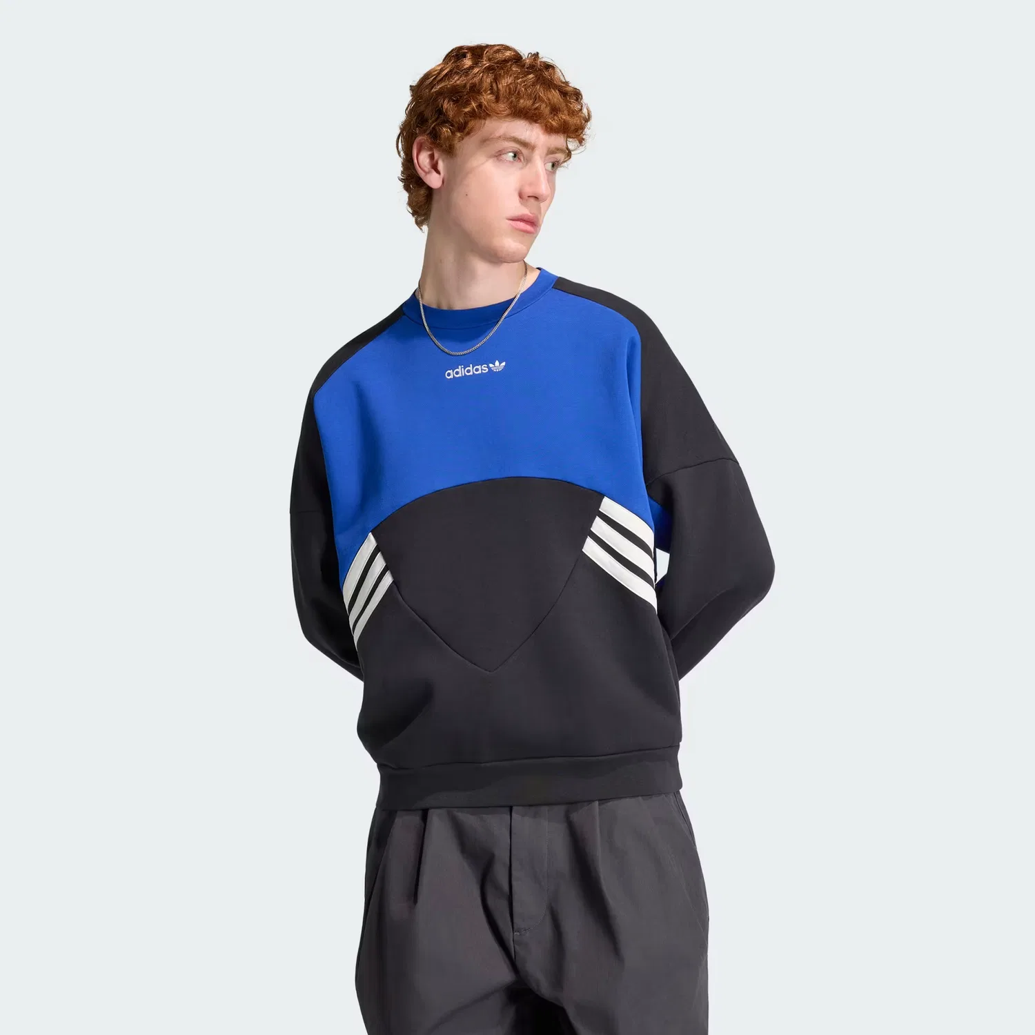 Мужской свитшот свободного кроя Munich 93 Adidas Originals, черный/васильковый