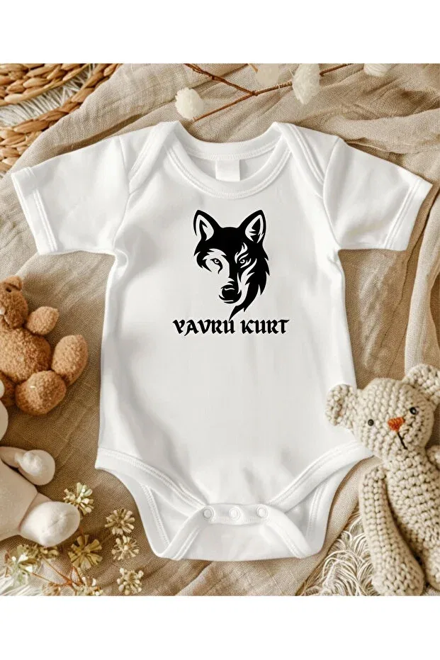 Детское боди для новорожденных с принтом Baby Zibin Lupi, Ecru Smoke Gray