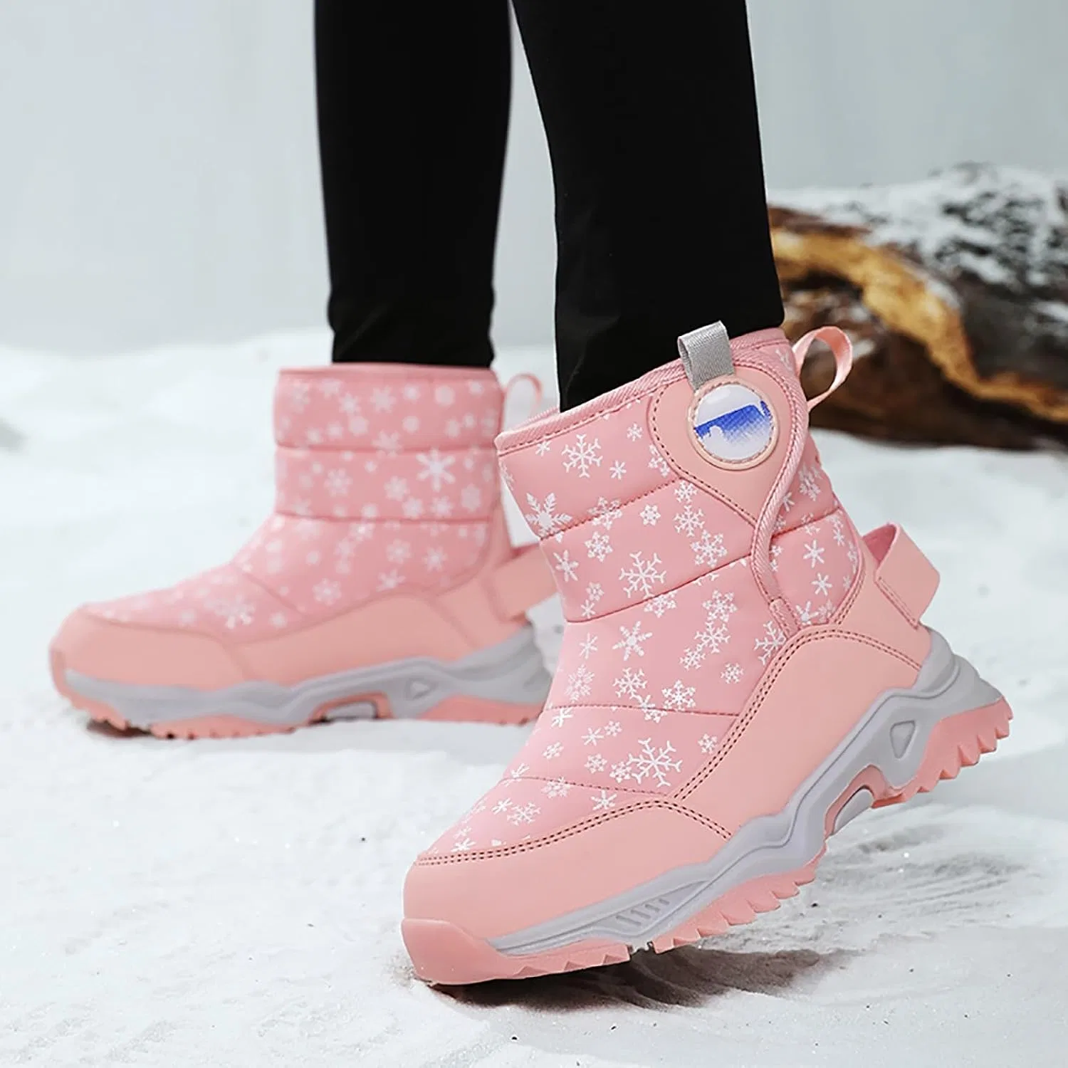 Детские зимние ботинки для мальчиков и девочек с принтом, Snow Boots, Orange — фото 3