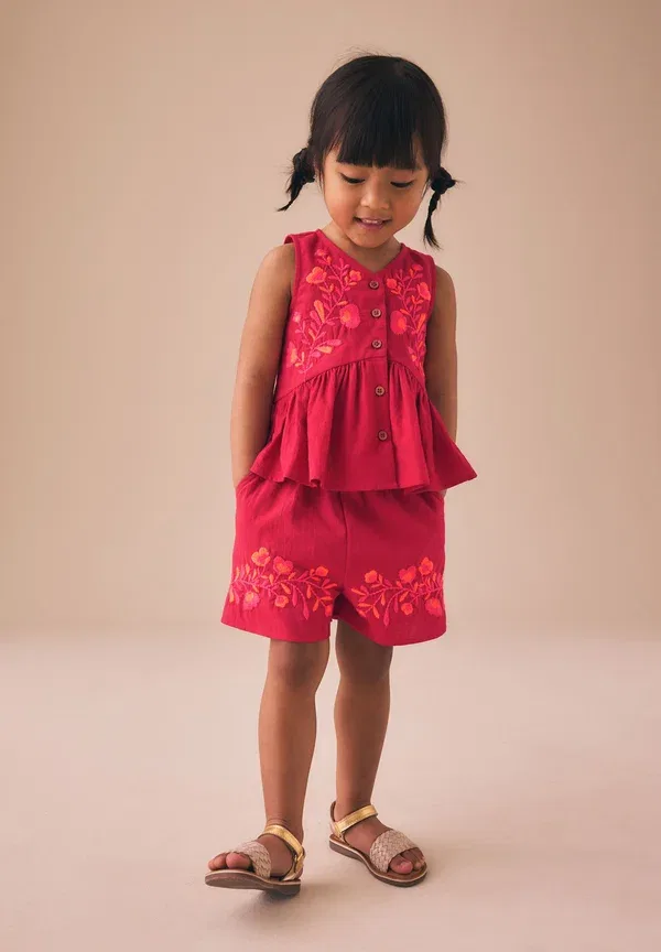 Комплект из шорт и топа хлопковый Next, Red Embroidered, красный