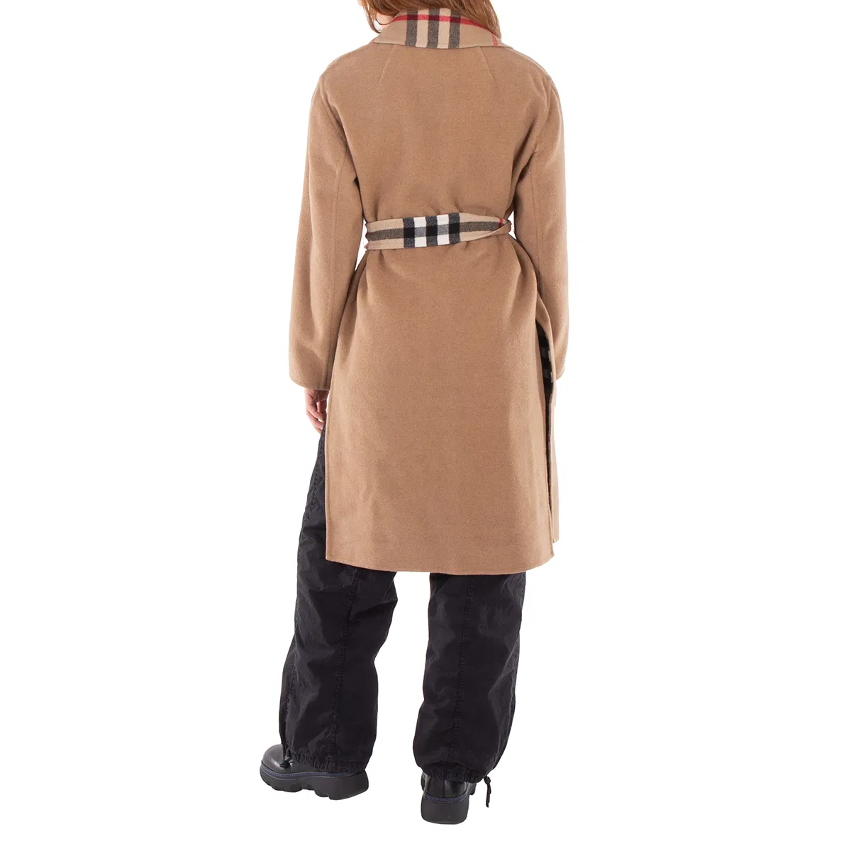 Пальто шерстяное двустороннее с поясом Reversible Belted Waist Wool Coat Burberry, Archive Beige Chk — фото 4