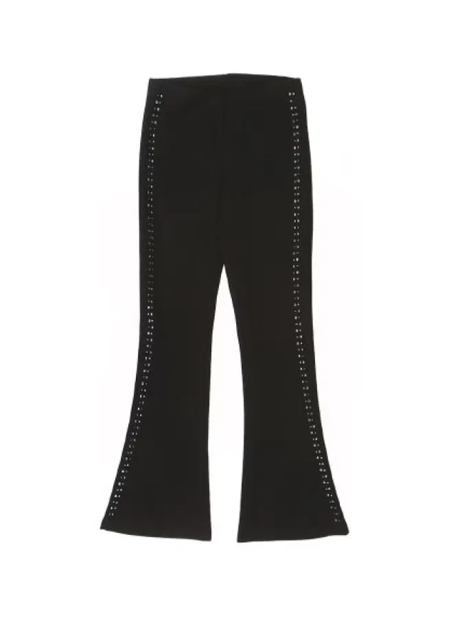 Брюки клеш с заклепками Zara, черный