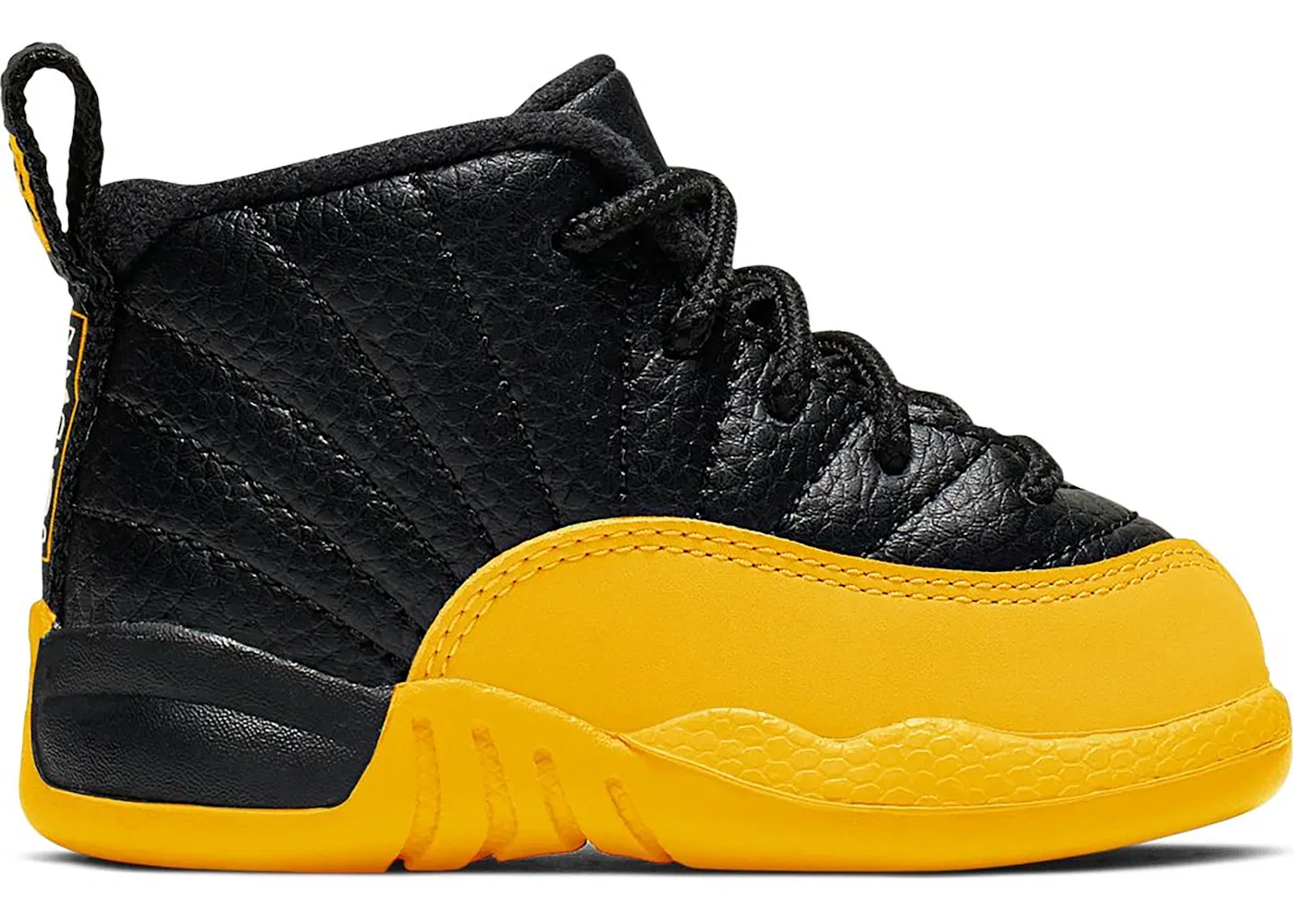 Детские кроссовки с верхом из кожи Black/University Gold Jordan 12 Retro Jordan, Black/University Gold
