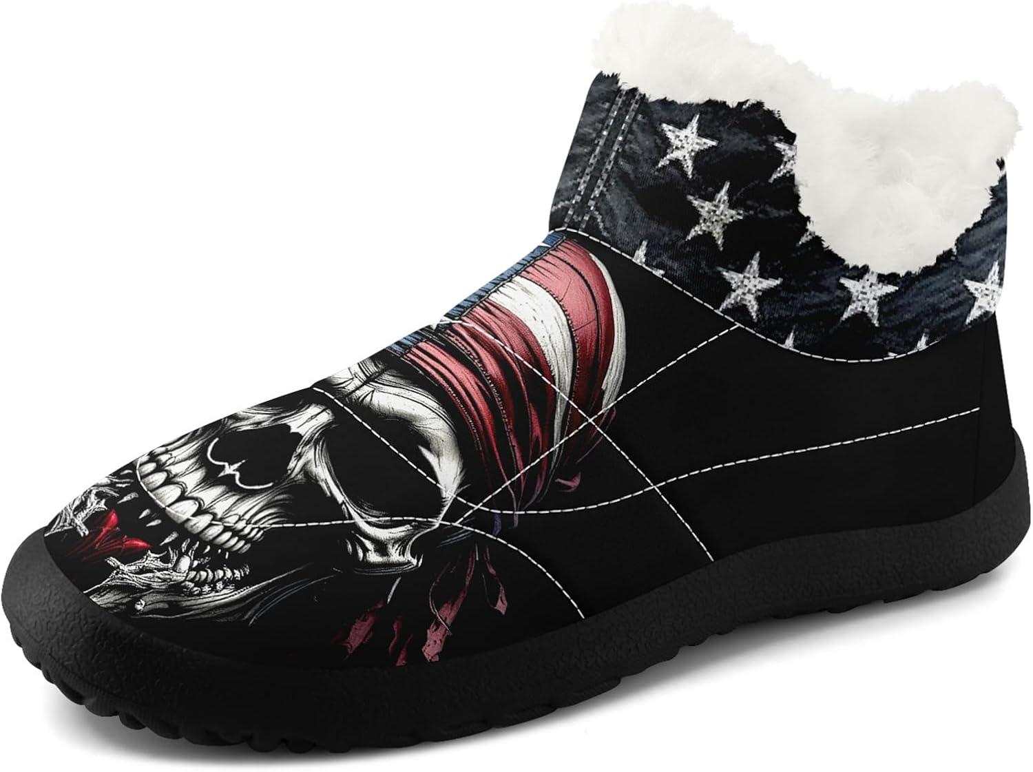 

Готические зимние ботинки для женщин и мужчин с черепами и цветочным узором, стильные и комфортные, теплые ботильоны, с мягкой искусственной меховой подкладкой, снегоступы Awsole, черный/белый/темно-красный/синий/серый
