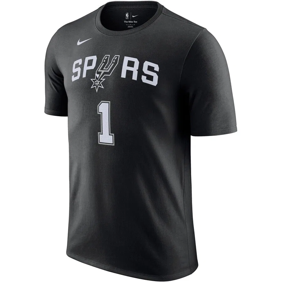 Футболка NIKE Performance Shirt 'Victor Wembanyama San Antonio Spurs' черного цвета