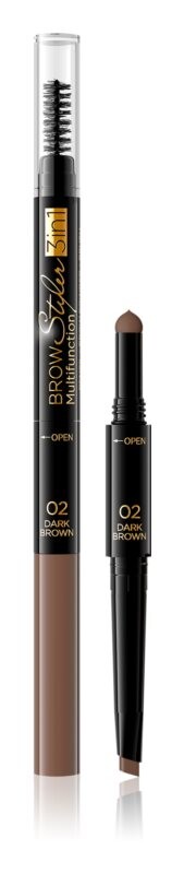 

Точный карандаш для бровей 3-в-1 Eveline Cosmetics Brow Styler, оттенок 02 Dark Brown 1,2 г