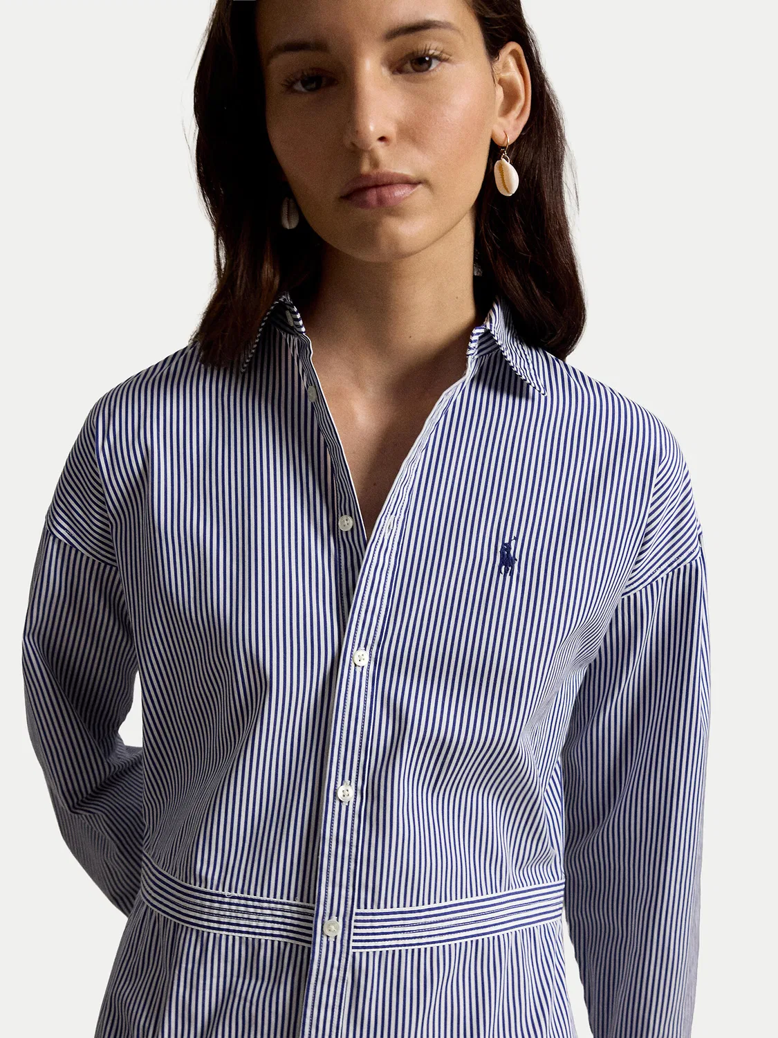 Женское платье-рубашка стандартного кроя Polo Ralph Lauren, темно-синий — фото 4