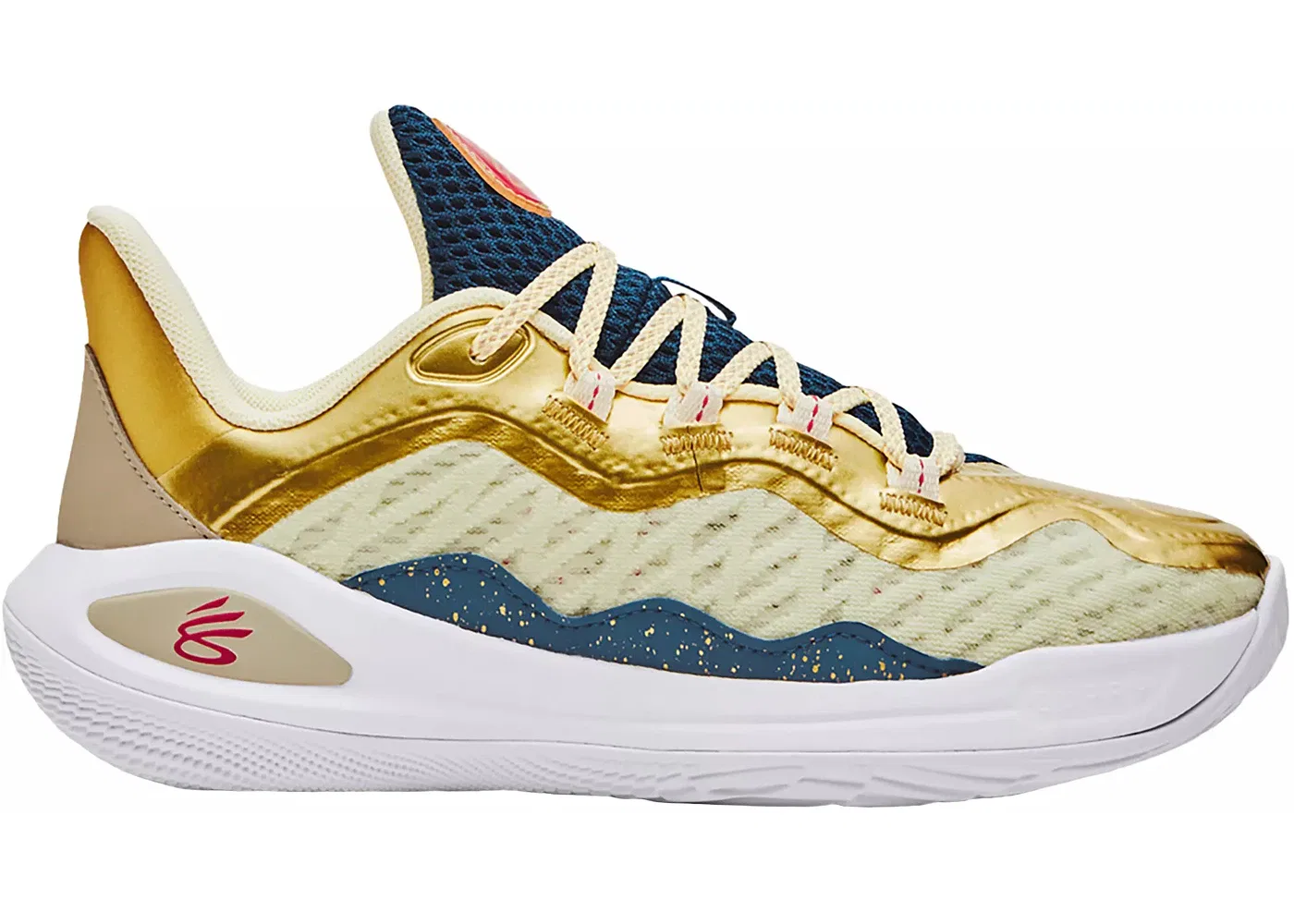 Детские кроссовки для баскетбола Under Armour Curry 11 Championship Mindset, Lemon Ice Metallic Gold Red