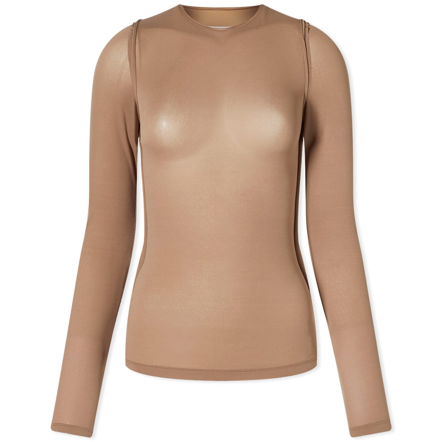 

Лонгслив MM6 Maison Margiela, бежево-коричневый