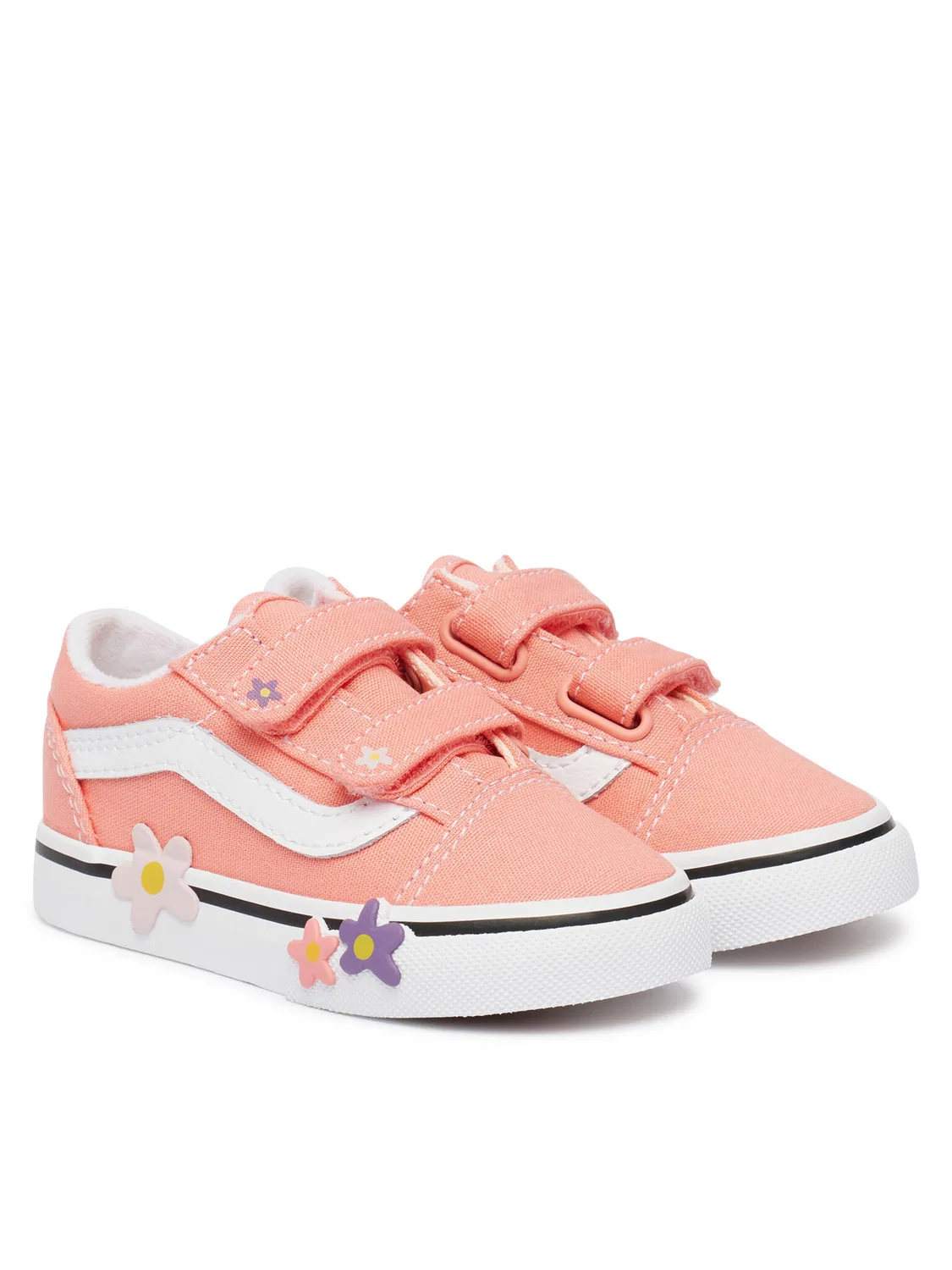 Тканевые кроссовки для девочки Old Skool Flower Vans, коралловый — фото 2