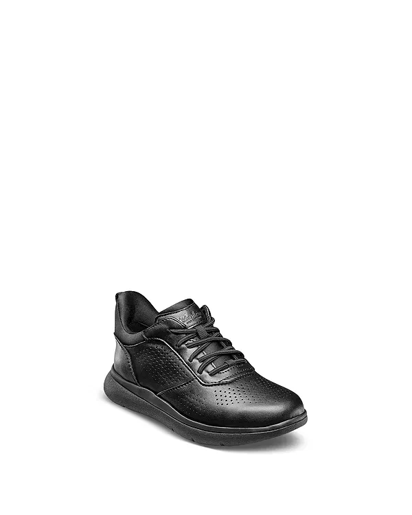 Детские классические туфли для мальчиков с перфорацией Fleet Perf Toe Elastic Lace Jr Hands Free Sneakers Florsheim Kids, Black Smooth