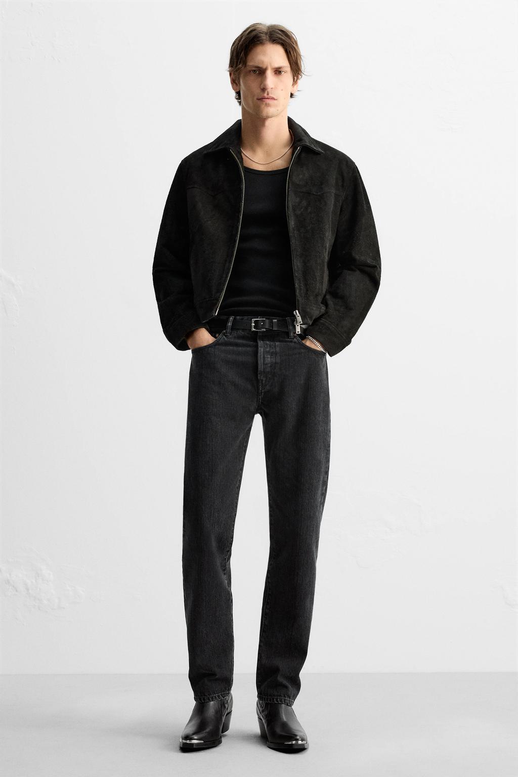 

Кожаные ковбойские сапоги ZARA, черный