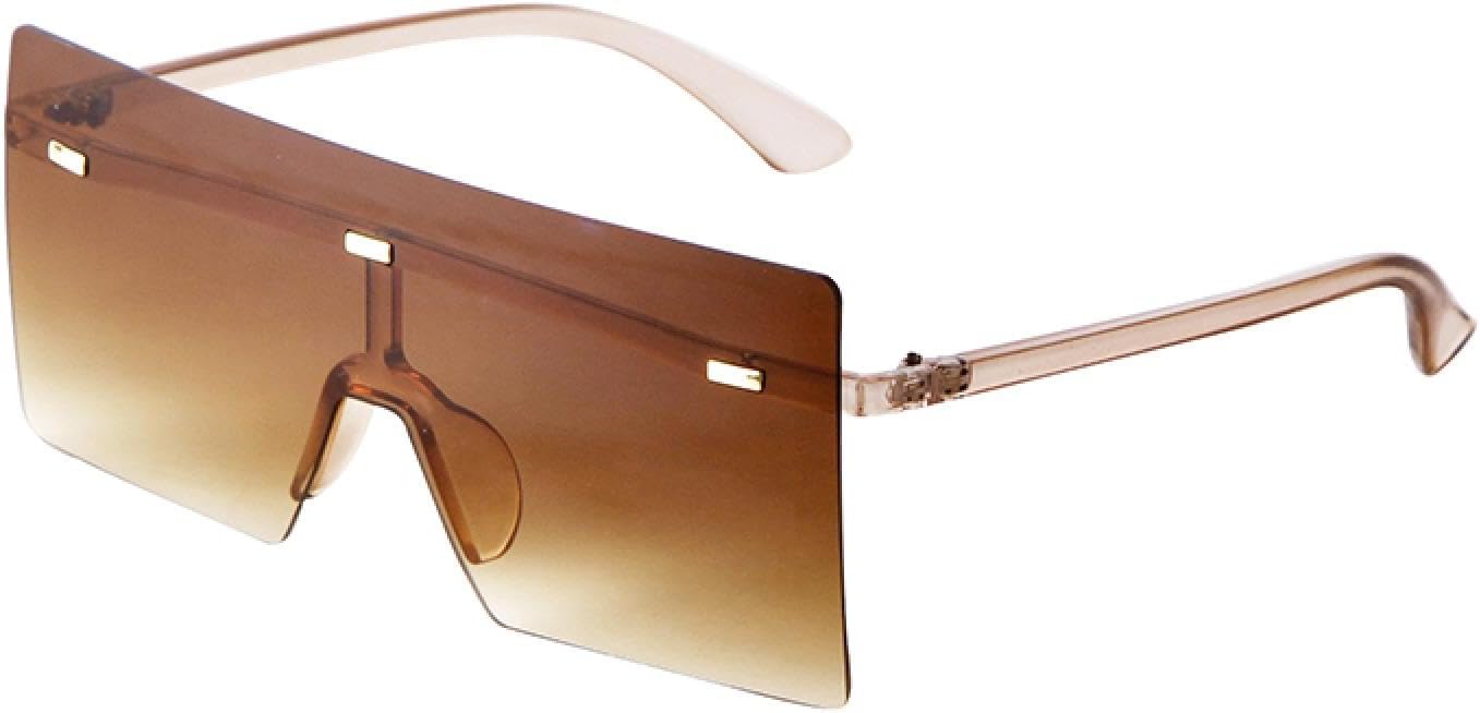 

Женские солнцезащитные очки без оправы, большие квадратные, модные, с защитой от УФ-излучения UV400, винтажные, с плоской верхней частью, цельные, с градиентными линзами WNCKSQ, C6