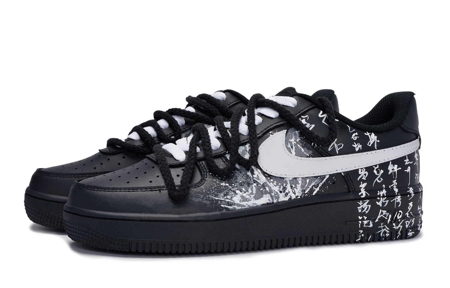 Nike Air Force 1 Антискользящие Износостойкие Низкие Кроссовки для Скейтбординга Унисекс Черный Белый Серый — фото 4