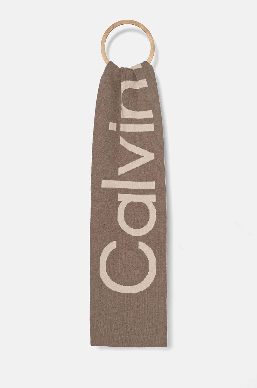 

Шерстяной шарф Calvin Klein, бежевый