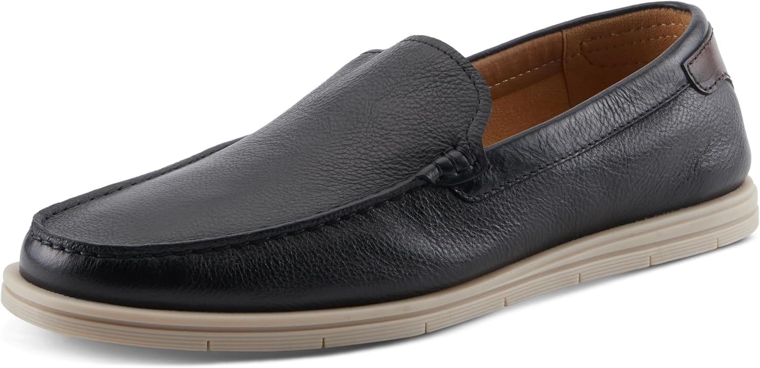 

Мужские мокасины Spring Step Hord из кожи - повседневная обувь без шнурков с съемной мягкой стелькой и гибкой резиновой подошвой, черный