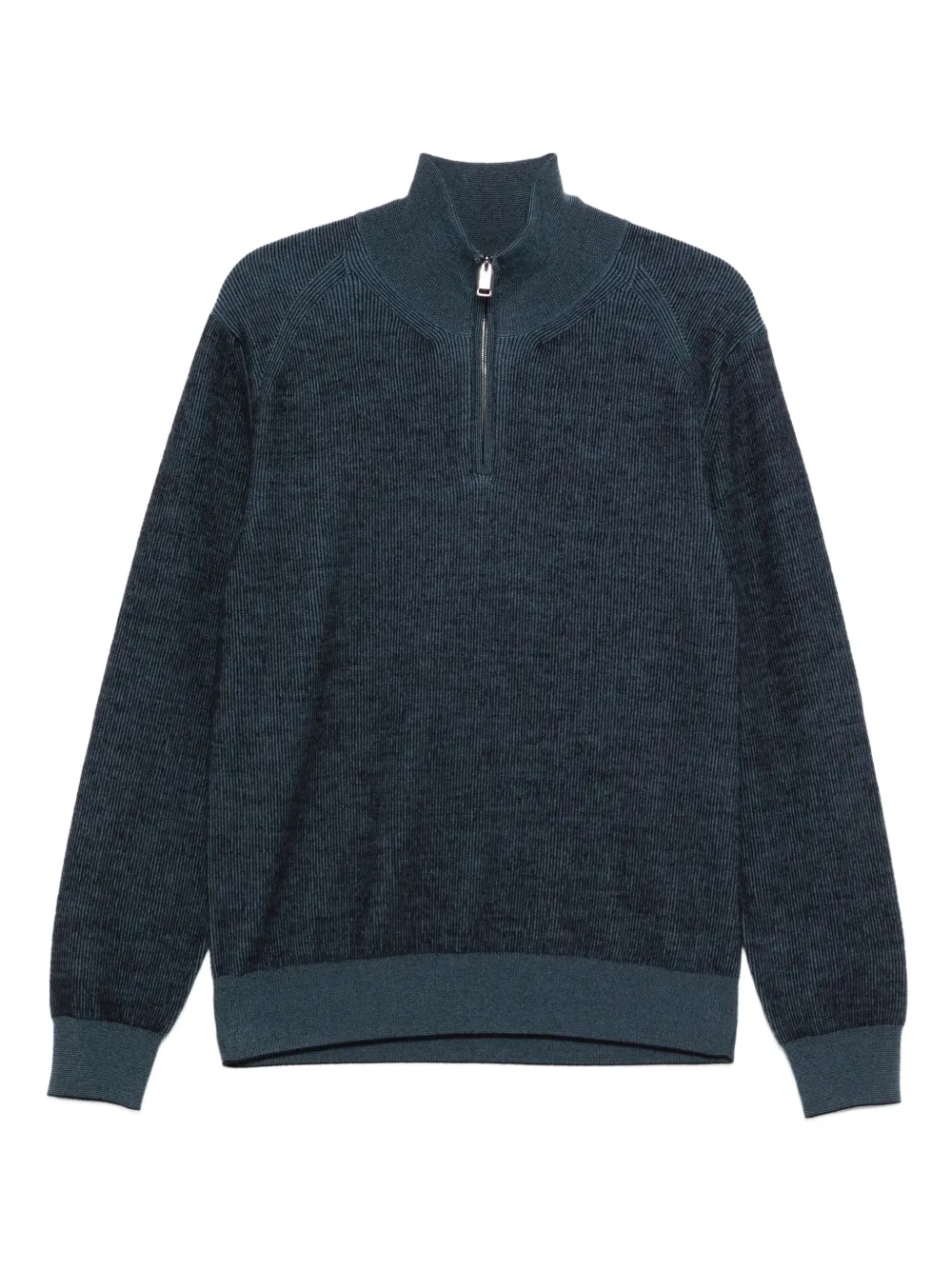 

Свитер в рубчик с воротником на молнии Brioni, синий