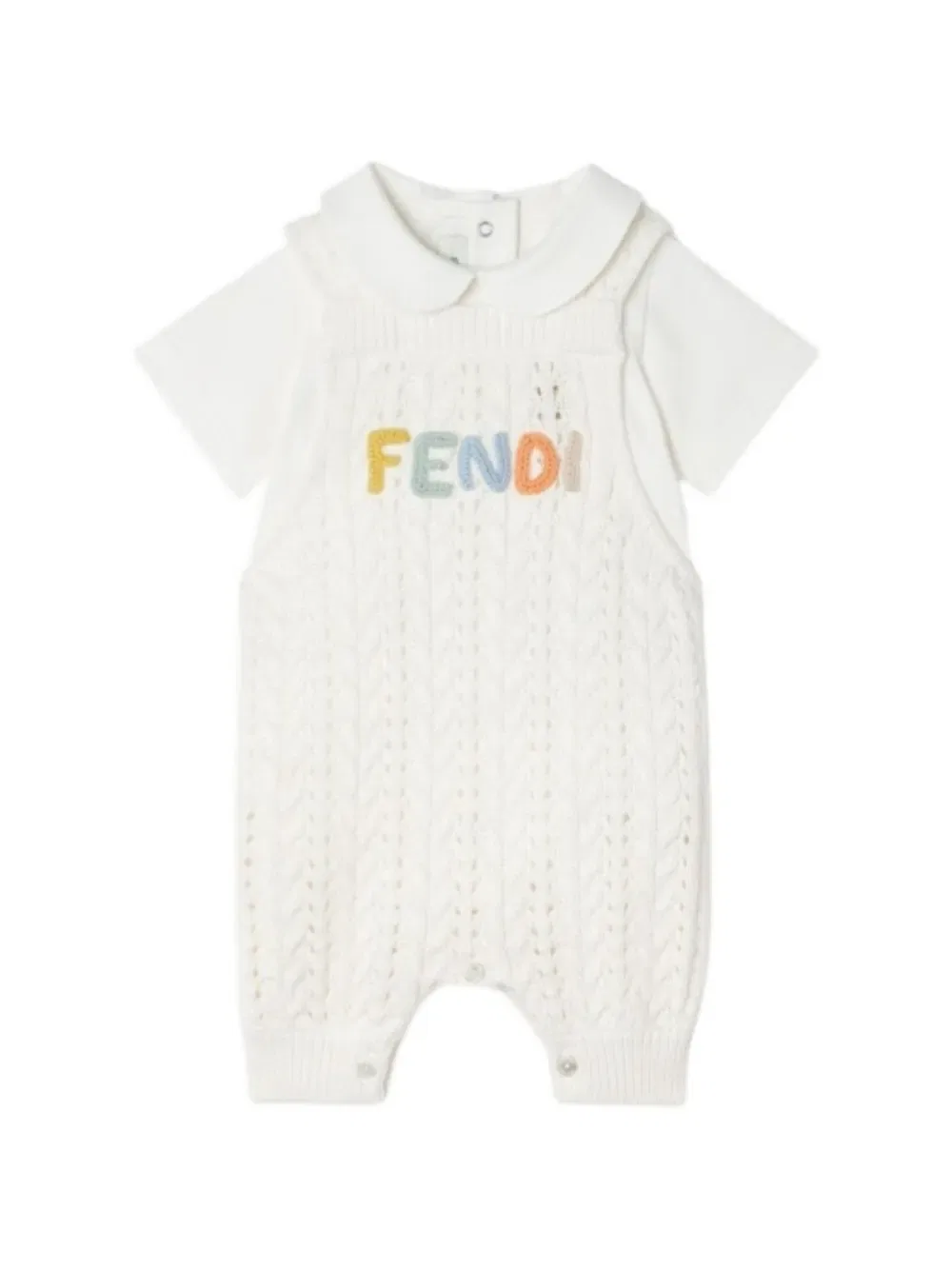Комбинезон с вышитым логотипом Fendi Kids, нейтральный