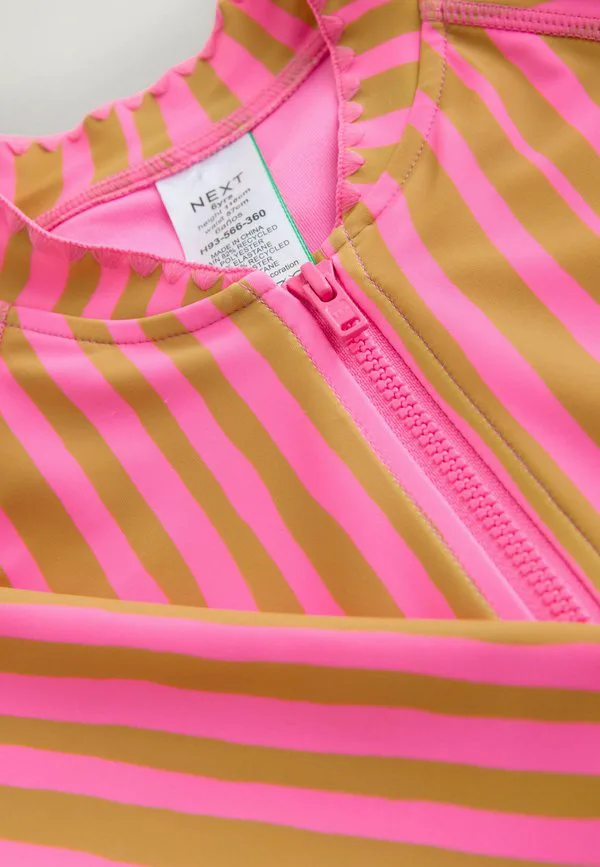 Купальник стандартного кроя с длинными рукавами Next, Pink Orange Stripe — фото 3