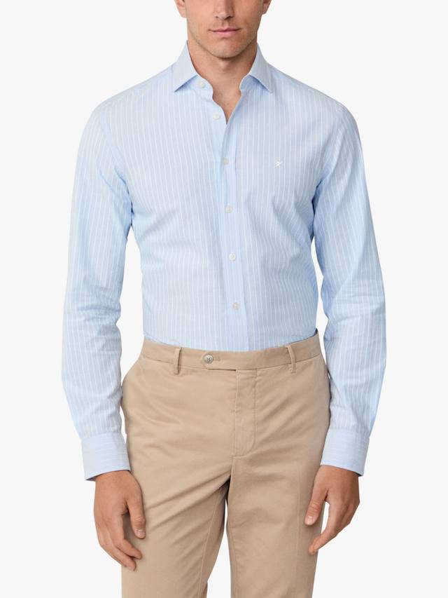 

Поло в полоску приталенного кроя Hackett London, Sky Blue