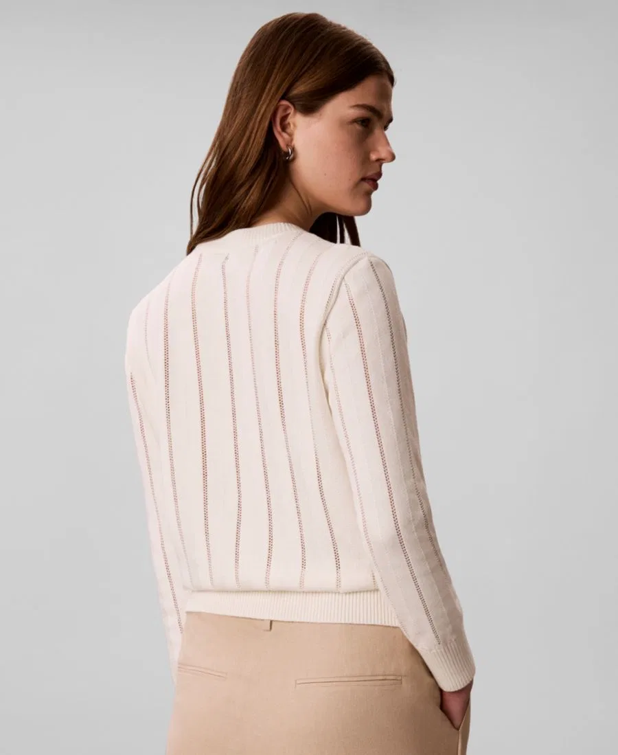 Женский свитер с длинными рукавами, свободного кроя, с круглым вырезом Calvin Klein, Tofu — фото 2