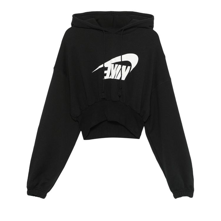

Худи Nike Sportswear Oversized Cropped French Terry Pullover Hoodie Black/Sail, черный