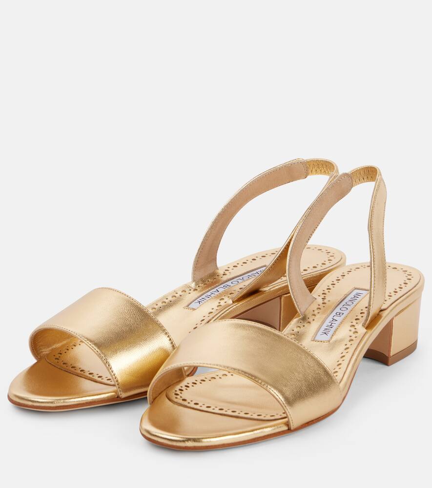 Patopia 30 сандалии из металлизированной кожи Manolo Blahnik, 7103 Gold — фото 4