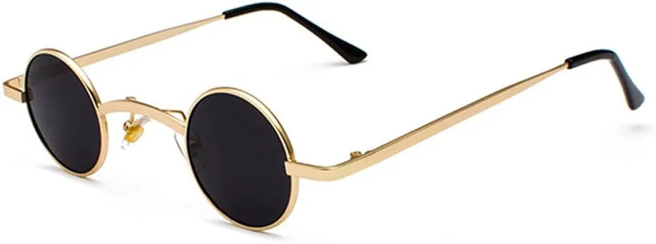 

Модные женские круглые солнцезащитные очки, маленькие металлические солнцезащитные очки для женщин, мужские солнцезащитные очки для женщин TKKTLLT, C1 Gold-grey