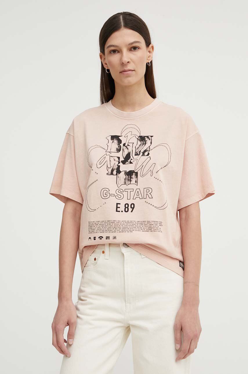 

Хлопковая футболка G-Star Raw, розовый