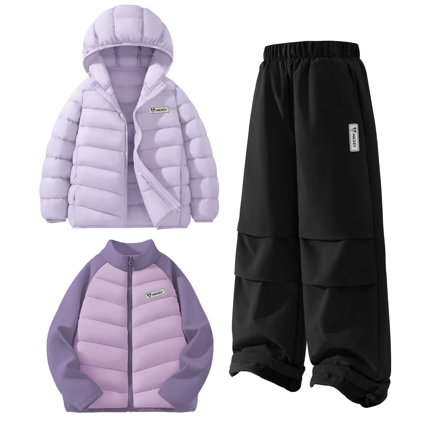 Детский спортивный костюм с круглым вырезом Disney, [Thickened and Fleece-Lined 3 Pack]DiH Square Hook-and-Loop K Taro Purple+DiH Square Hook-and-Loop K Black+DiH Square Hook-and-Loop K Purple