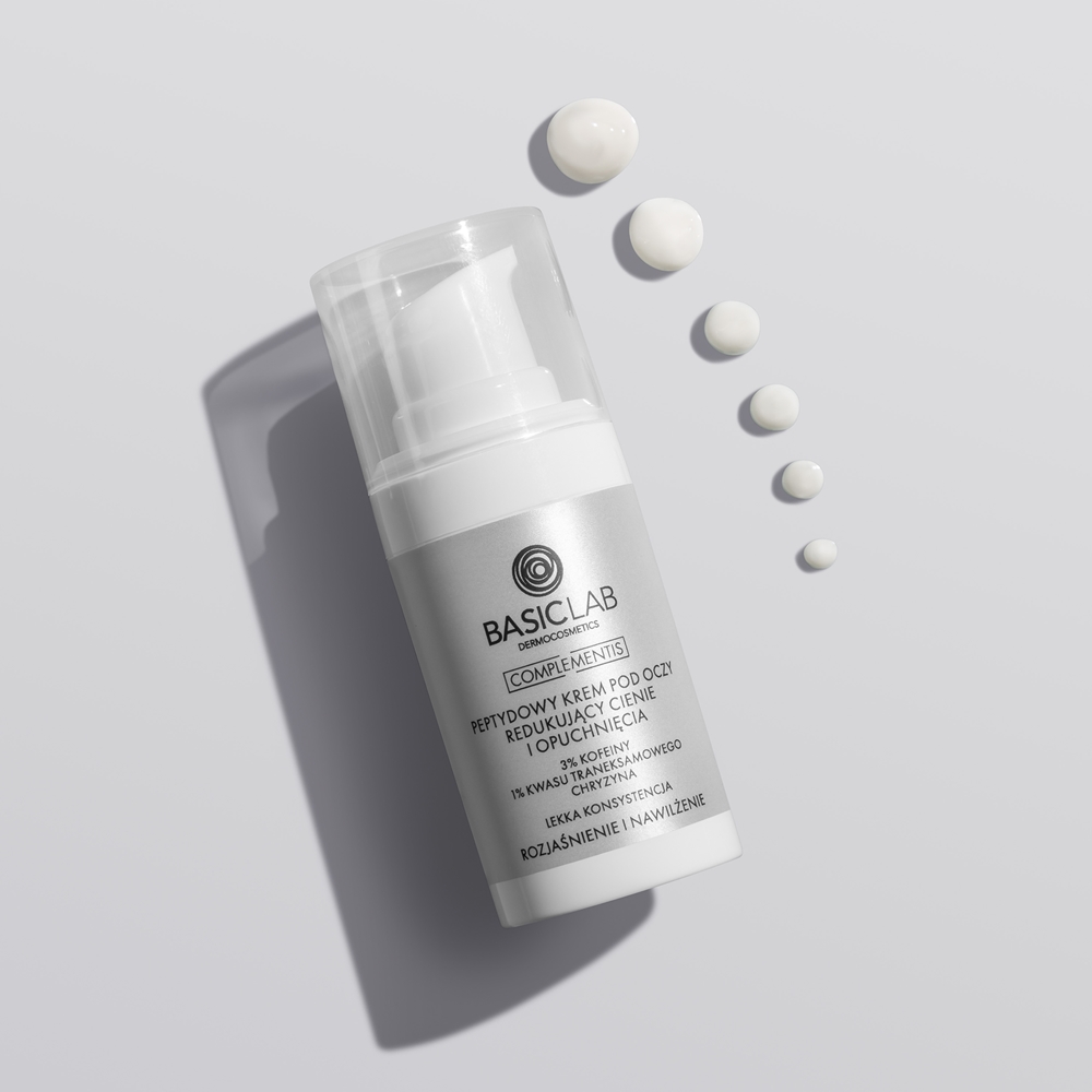 Крем для глаз Dermocosmetics Complemis с легкой текстурой для уменьшения отечности и темных кругов под глазами Basiclab, 15 мл — фото 2