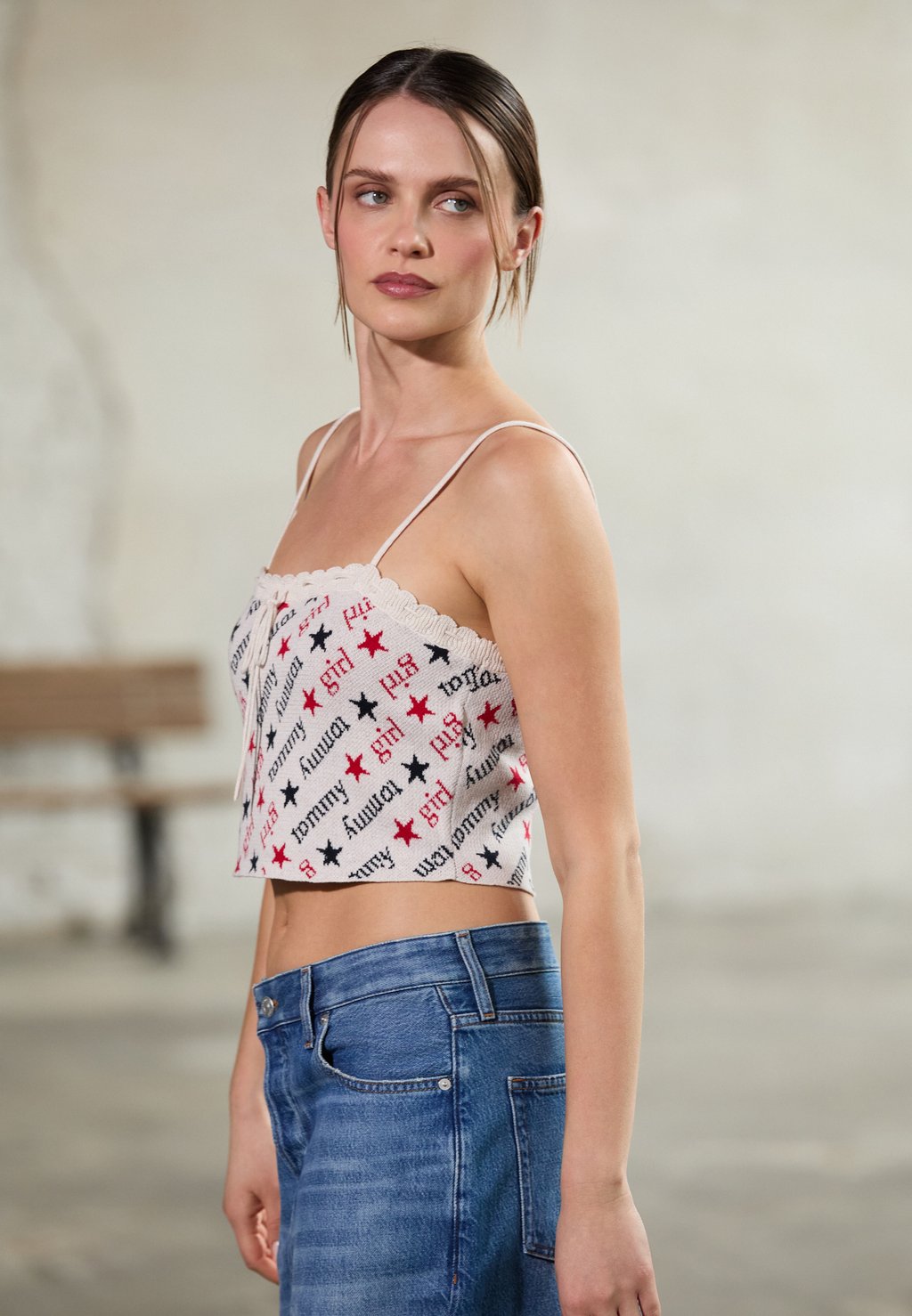 

Топ EXCLUSIVE TOMMY GIRL STAR SWEATER CAMI TOP Tommy Jeans, красный