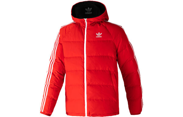 Пуховик adidas originals Revsbl Jacket 2 Large logo Printing Reversible Sports Stay Warm hooded down Jacket Black Red, черный — фото 3