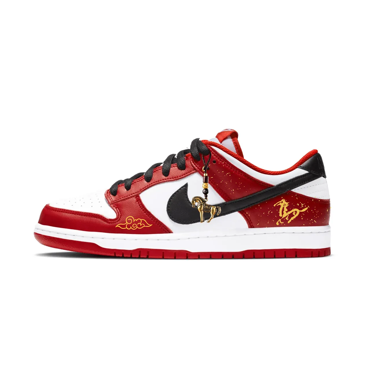 Nike Кроссовки для скейтбординга dunk leather low top подростковые red white gold