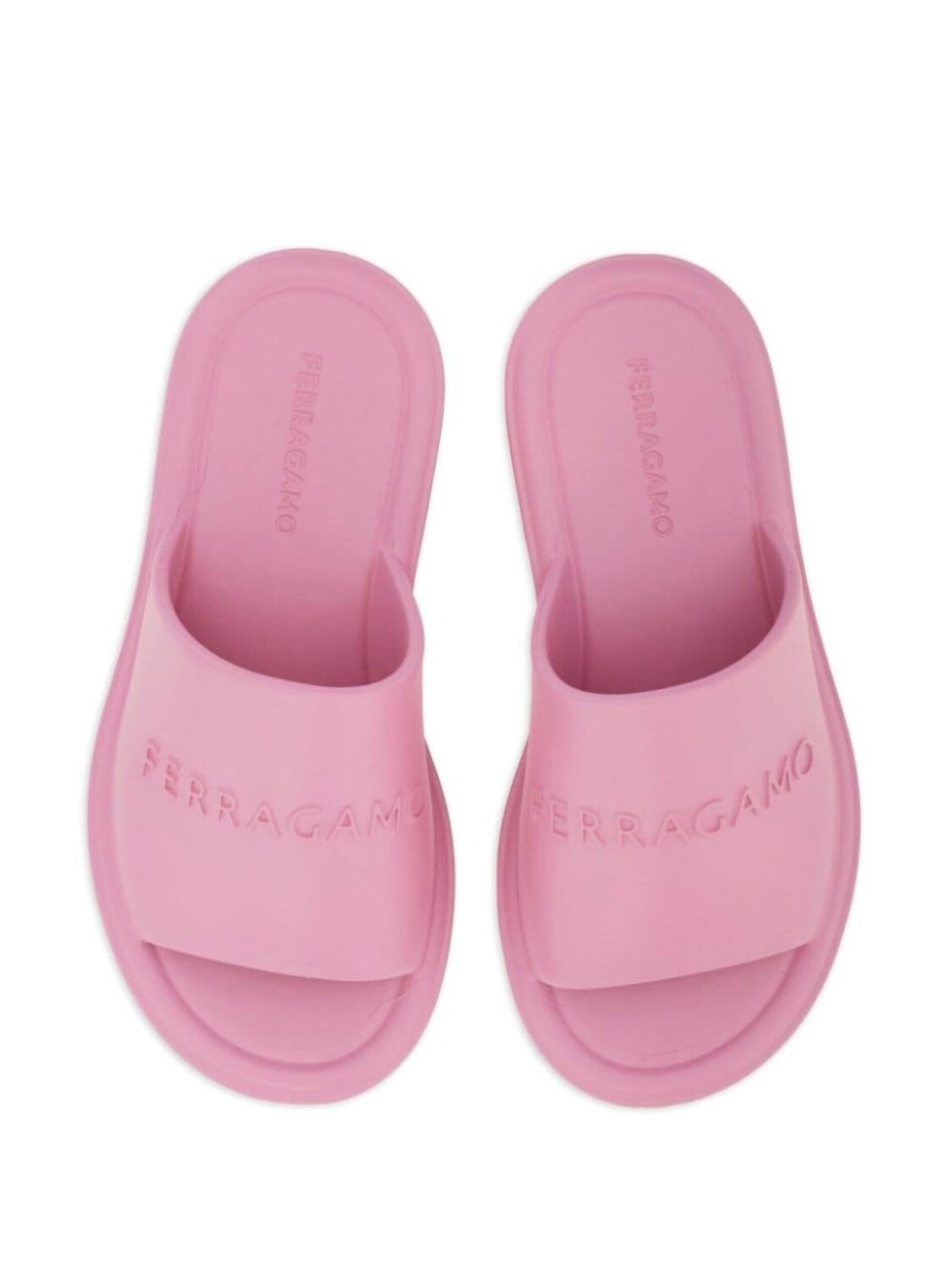 Ferragamo шлепанцы с тисненым логотипом и открытым носком, розовый — фото 3
