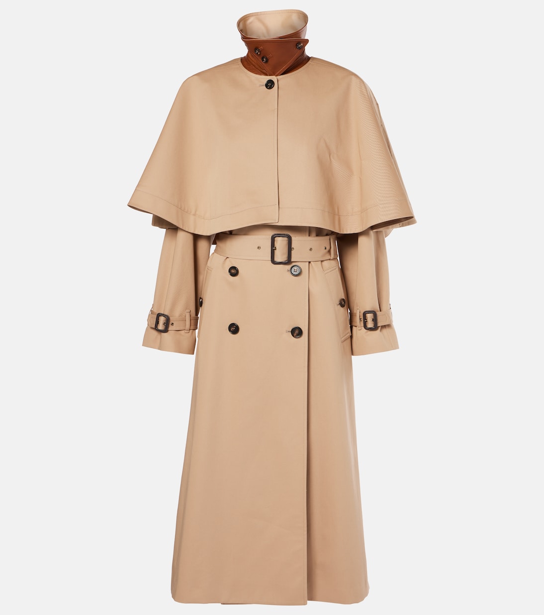 

Тренчкот из хлопкового габардина с пелериной Chloé, Worn Brown