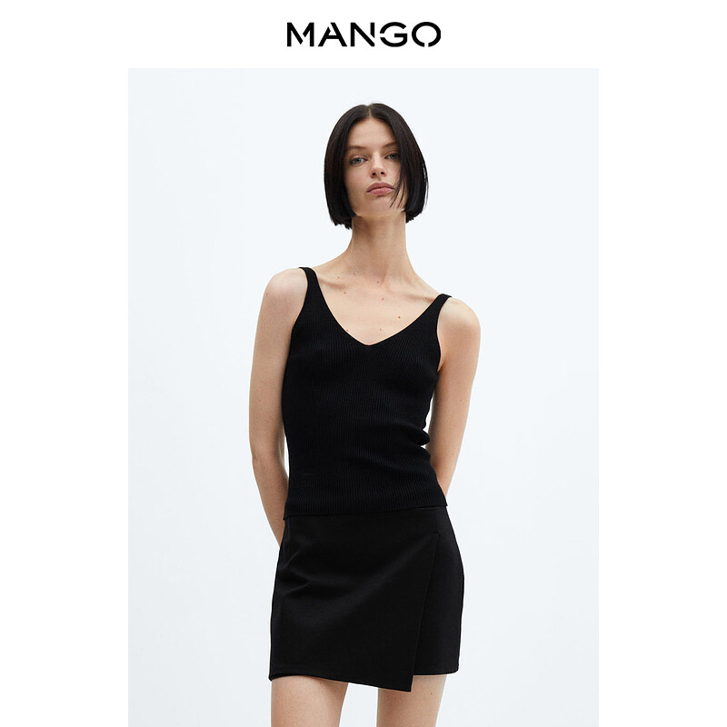

Женский топ Mango трикотажный, черный