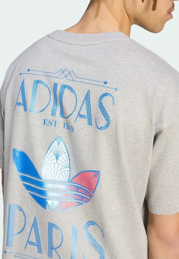 Футболка с принтом логотипа в стиле ар-деко из парижа Adidas Originals, Medium Grey Heather — фото 3