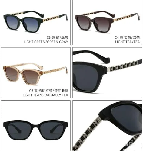 

Женские поляризованные солнцезащитные очки в маленькой оправе 2027 года с буквами, цепочкой и полой конструкцией, защита от ультрафиолета UV400 MTZJH, C1