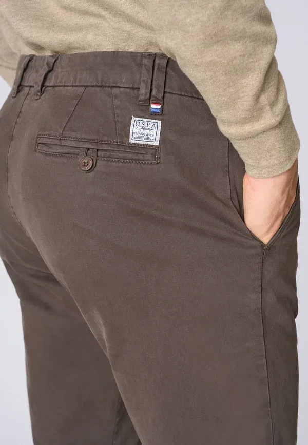 Брюки хлопковые Chinos U.S. Polo Assn., marrone, коричневый — фото 4